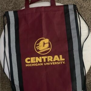 Central Michigan University Maroon and Gray Drawstring Bag